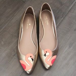 EUC Kate Spade Eleanor Flamingo Gold Flats 🦩